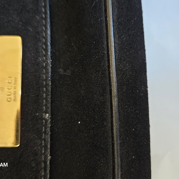 Gucci suede bag with black wood handle - Picture 3 of 10